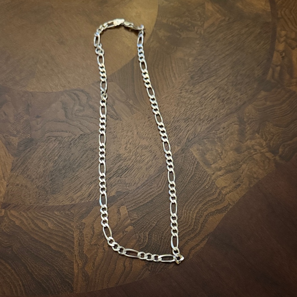 Sterling Silver Figaro Chain Necklace - Silver